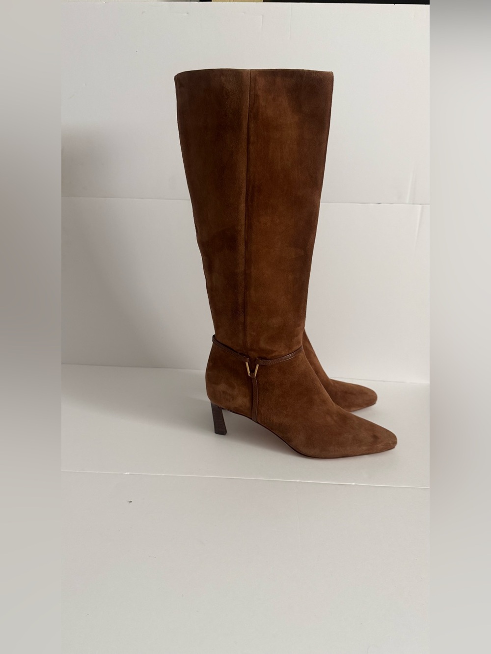 Veronica Beard Tall Suede Over-the-Knee Boots in Cognac Brown